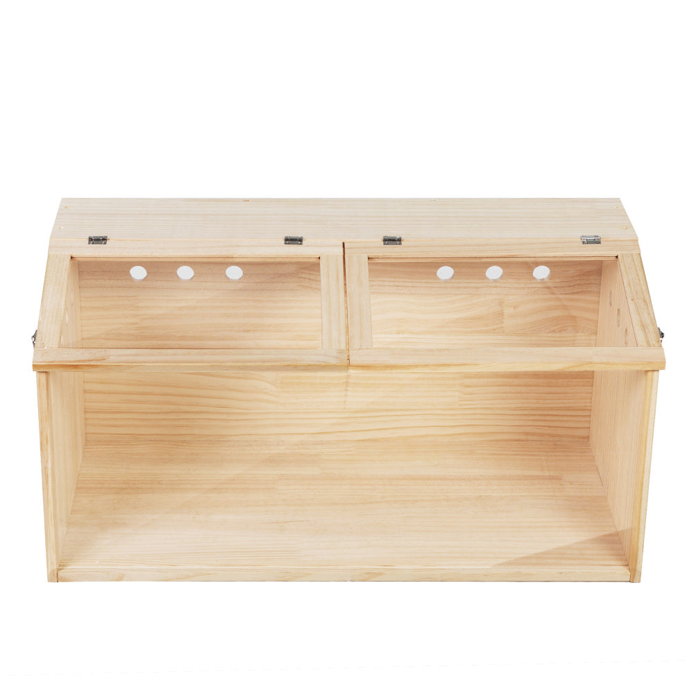 Middle Transparent Wooden Hamster Cage, Small Animal Habitat Hutch for Large Siberian Hamster,Gerbils,Little Rabbits, Natural