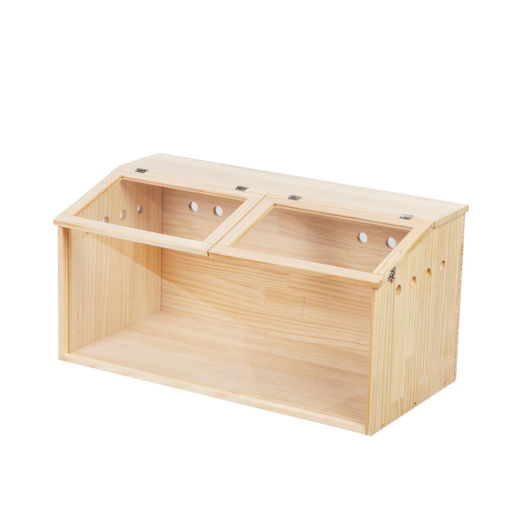 Middle Transparent Wooden Hamster Cage, Small Animal Habitat Hutch for Large Siberian Hamster,Gerbils,Little Rabbits, Natural