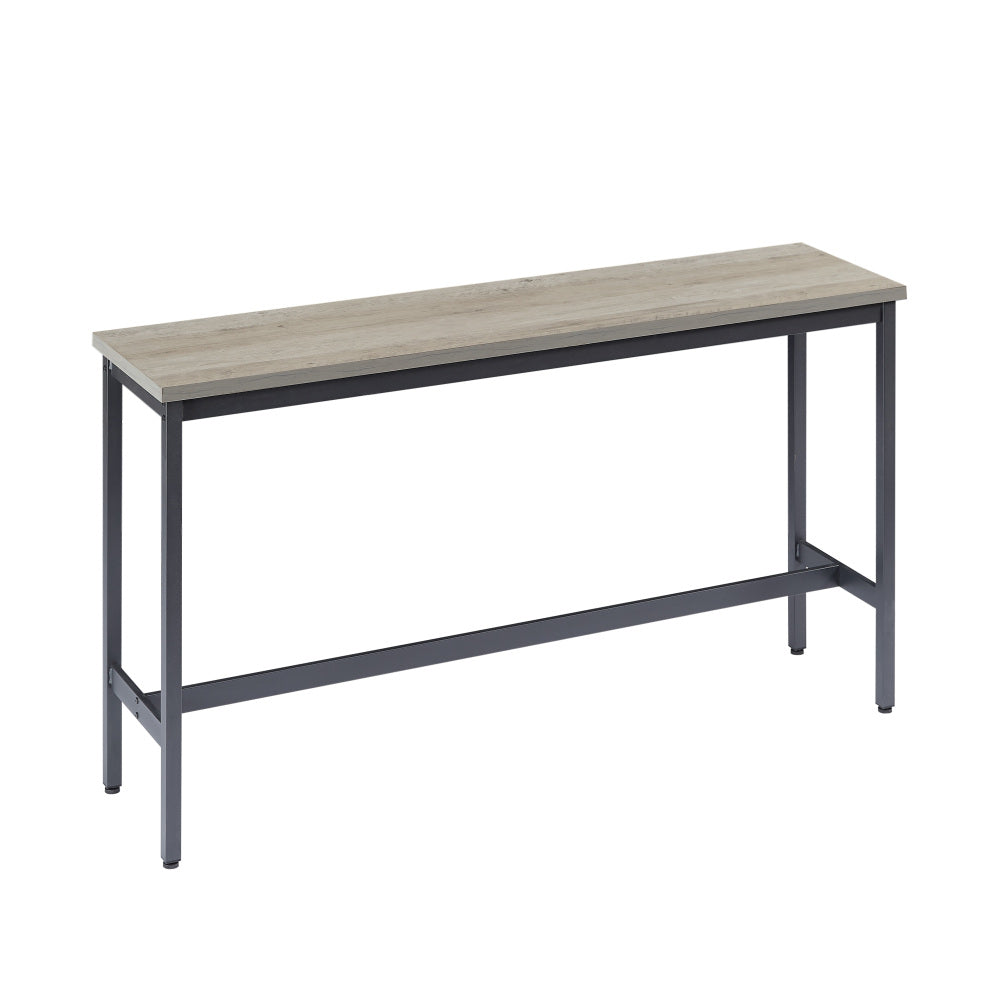 Long Bar Table Set with 3 PU Upholstered Bar Stools, Industrial Bar Table and Chairs for Kitchen Breakfast Table, Living Room, Banquet Hall, Rustic Gray and Black, 63″L x15.7"W x 37.5"H