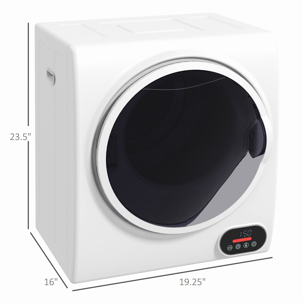 HOMCOM Portable Clothes Dryer, 120V 850W Compact Laundry Dryer with Intelligent Drying, 1.5 cu.ft Stainless Steel Drum, Front Load Electric Dryer for Apartments, Dorms, RVs, White