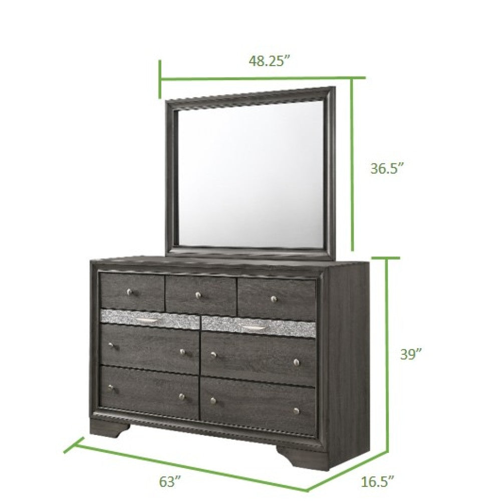 Matrix Traditional 7 Drawer Dresser made with Wood in Gray