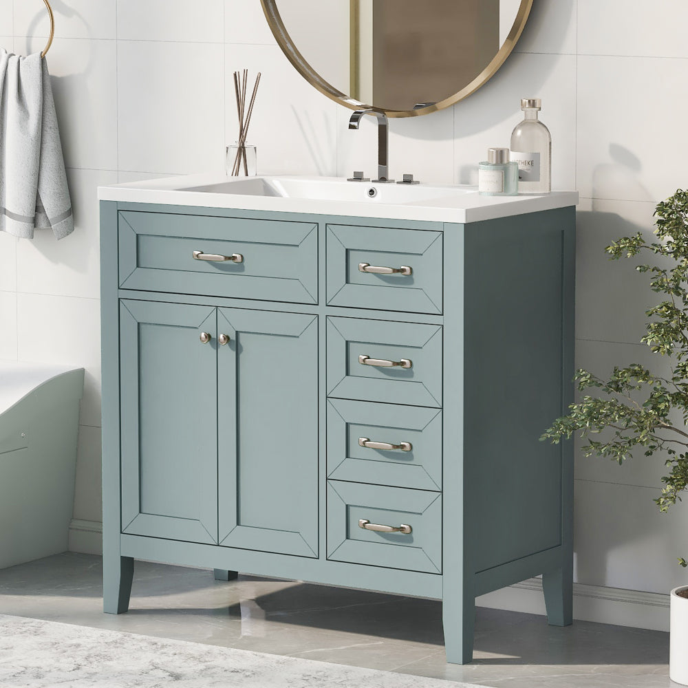 36" Bathroom Vanity with Sink Combo, White Bathroom Cabinet with Drawers, Solid Frame and MDF Board (Old Sku:JL000007AAK)