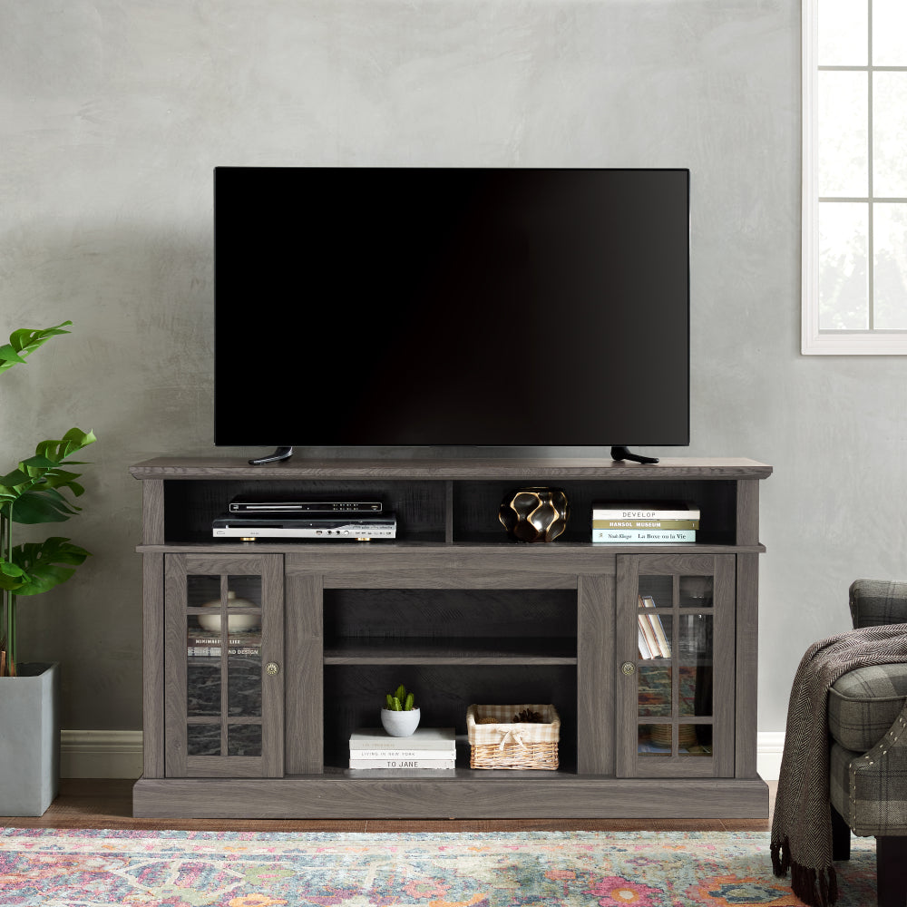 Classic TV Media Stand Modern Entertainment Console for TV Up to 65" with Open and Closed Storage Space, Espresso, 58.25"W*15.75"D*32"H