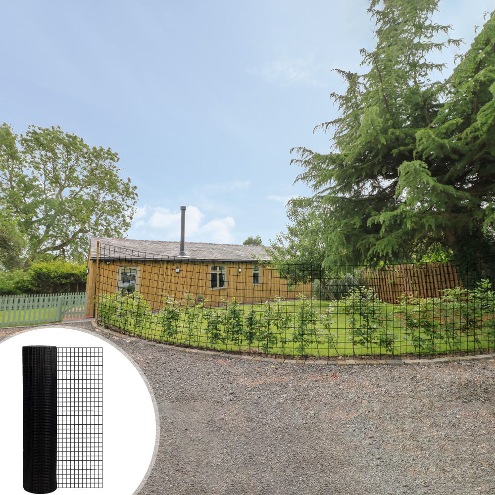 60inch x 50ft Black Vinyl Coated Hardware Cloth 2" X 4" 16Ga Welded Wire Mesh fence, PVC Coated Welded Chicken Wire Fencing, Metal Garden Plant Fencing, for Chicken Coop and Home Improvement