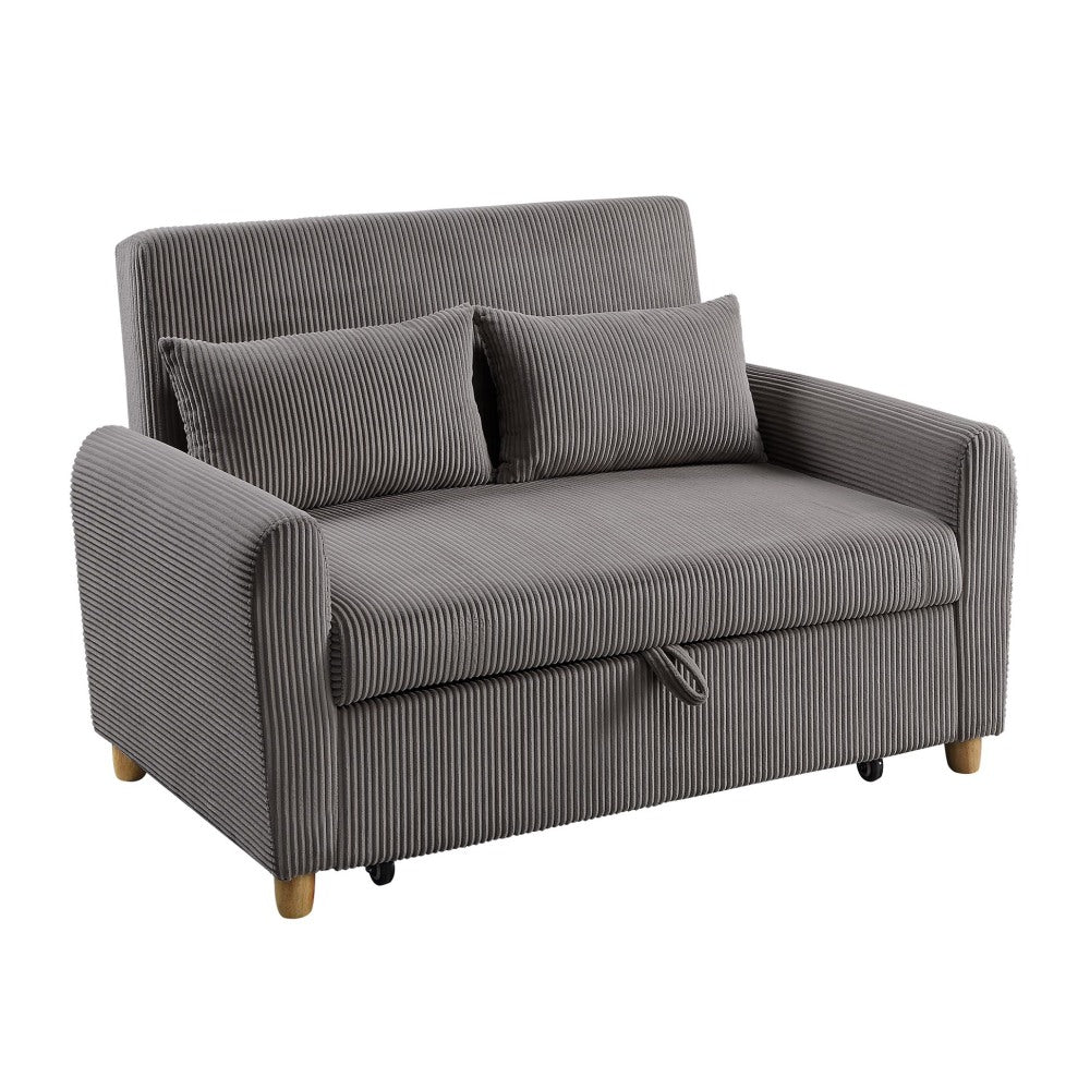 Justine 54" Brown Corduroy Convertible Sleeper Loveseat