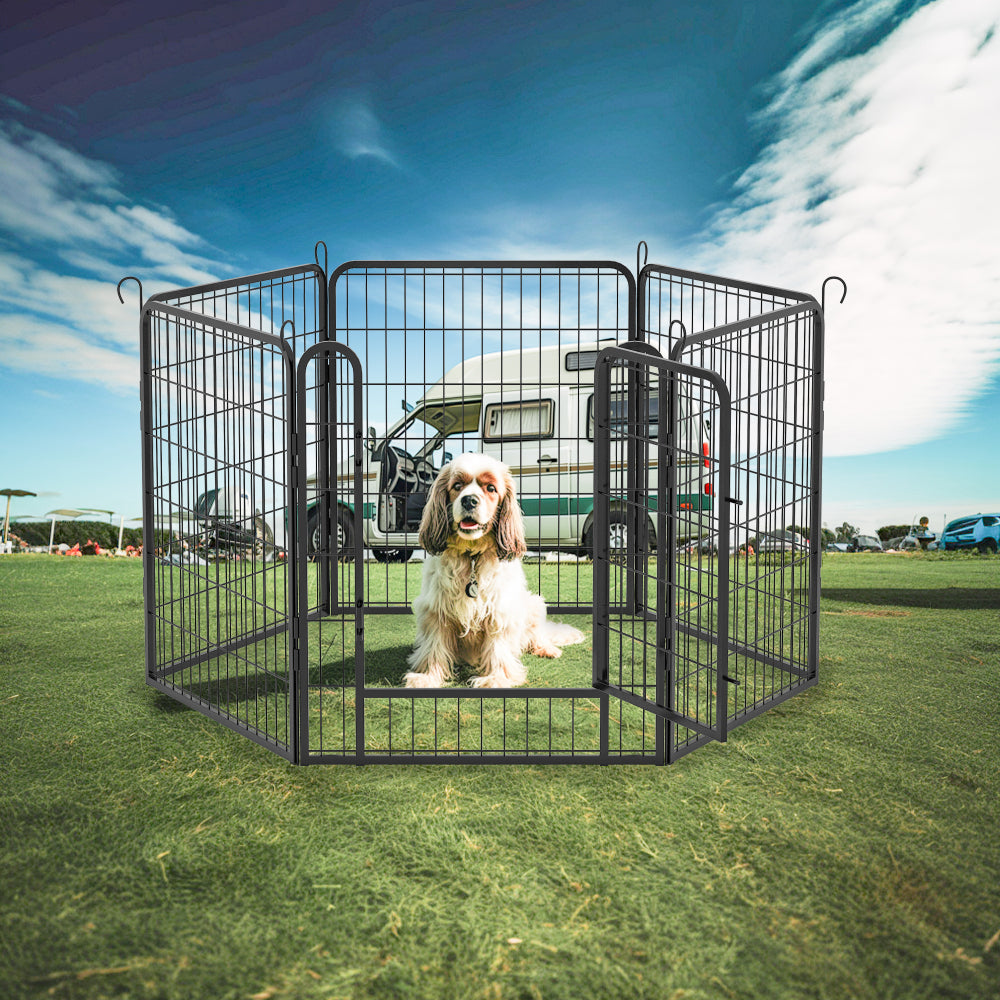 16 Panels Heavy Duty Metal Playpen with door,31.7"H Dog Fence Pet Exercise Pen for Outdoor