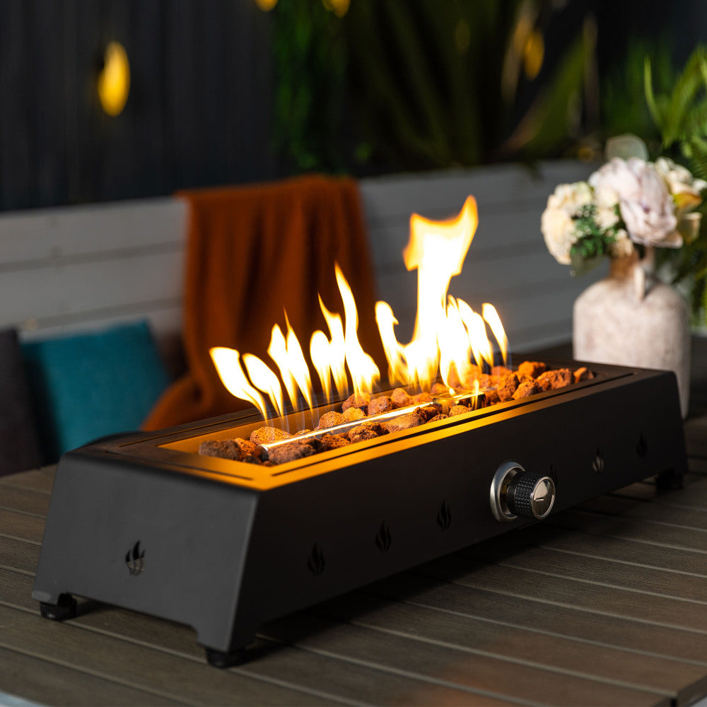 28" Propane Gas Fire Pits, 50000 BTU Rectangular Steel Fire Pit for Outdoor living room Garden Balcony -Black