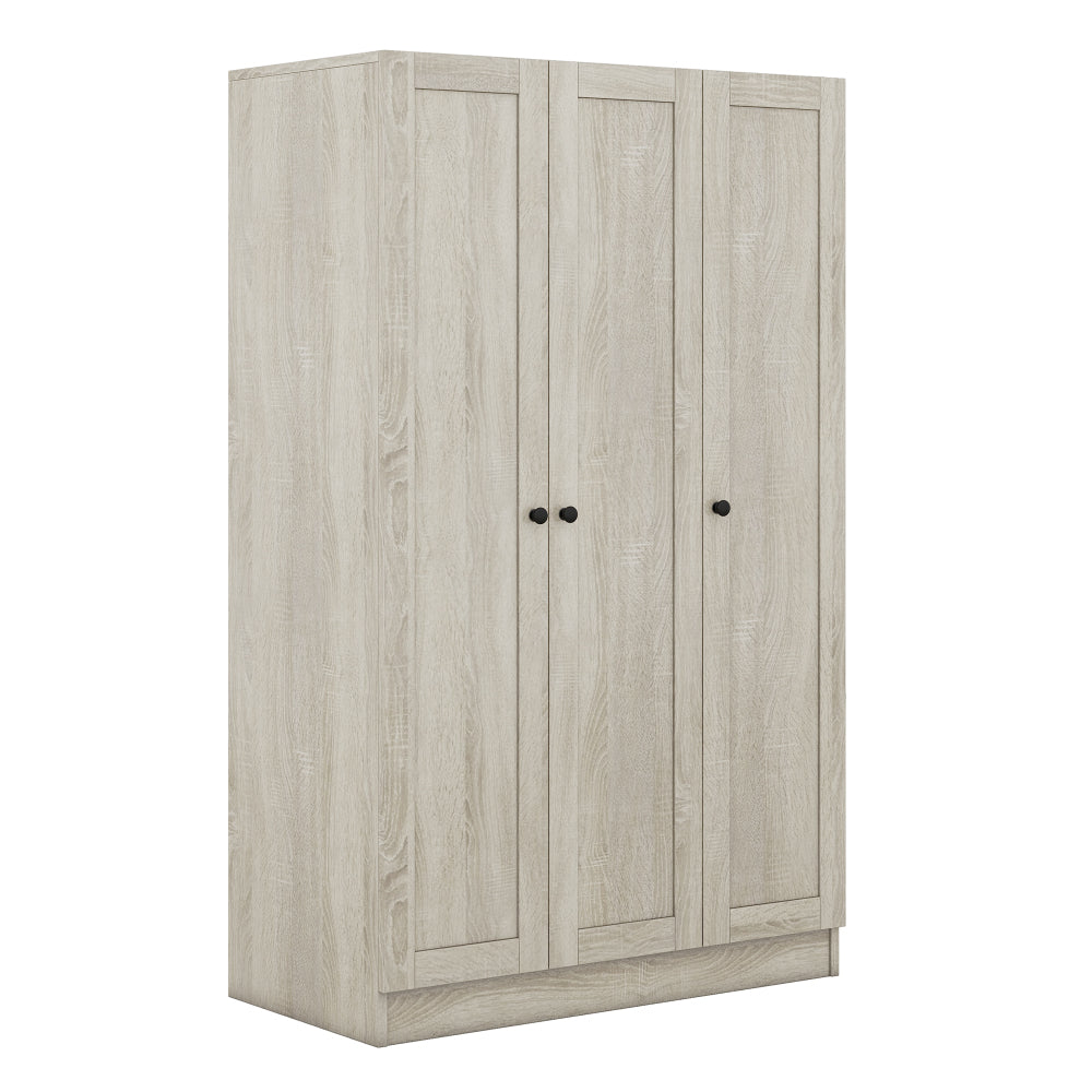 3-Door Shutter Wardrobe with shelves, Gray