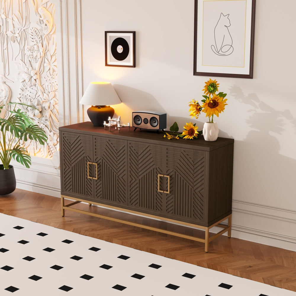 TREXM Sideboard Buffet Cabinet with Storage, sideboard cabinet with Adjustable Shelves, Rectangular Metal Handles and Legs for Kitchen, Living room, and Dining Room, Navy