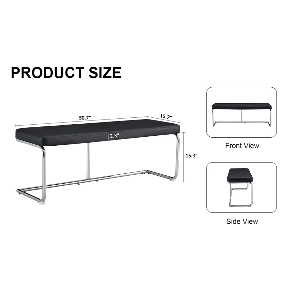 Black shoe changing bench silver metal legs, sofa bench dining chair, suitable for bedroom fitting room, storage room, dining room, and living room. ST-005
