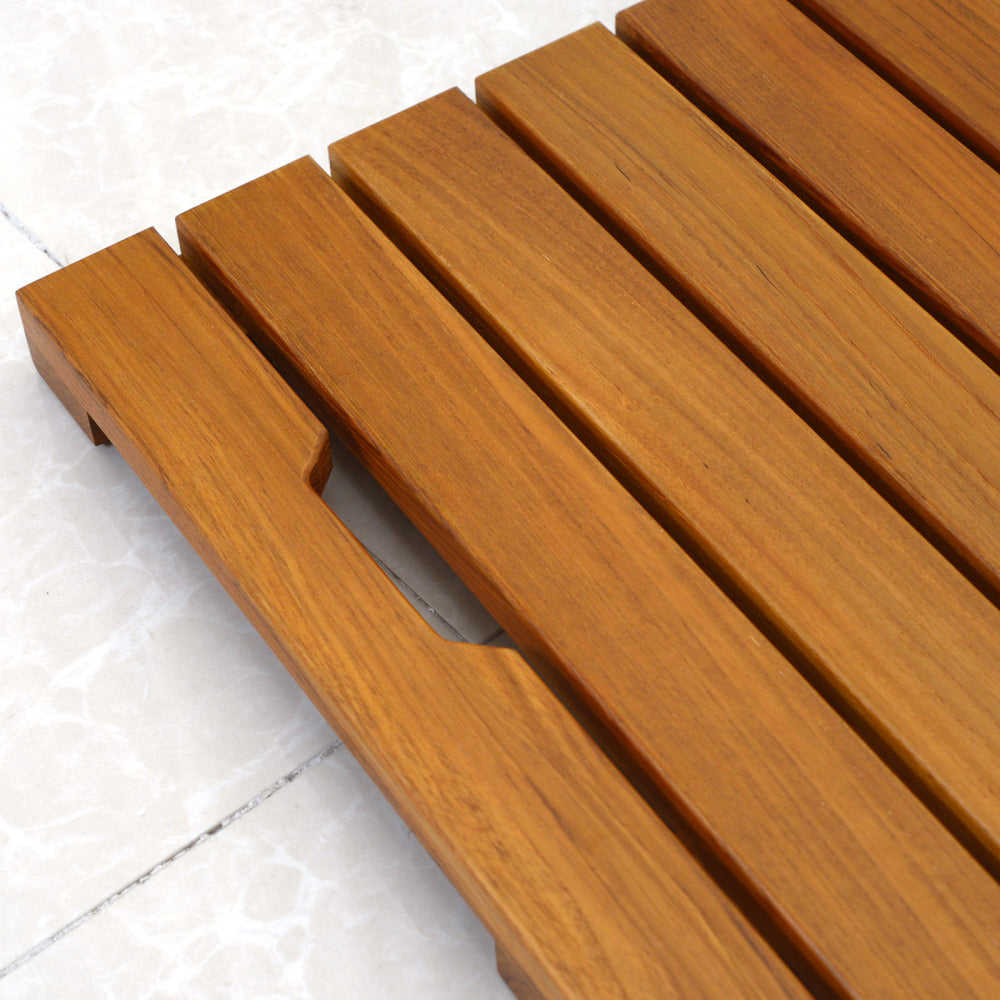 Solid Teak Wood Bathroom Shower Mat Bathroom Anti-Slip Mat for Bathroom, Outdoor "L23.6-W15.7"