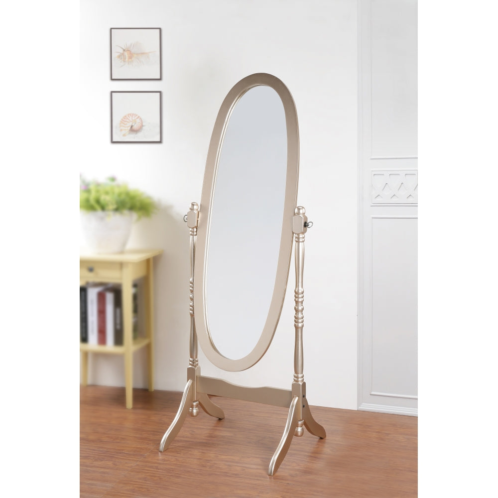 Traditional Queen Anna Style Wood Floor Cheval Mirror, Black Finish