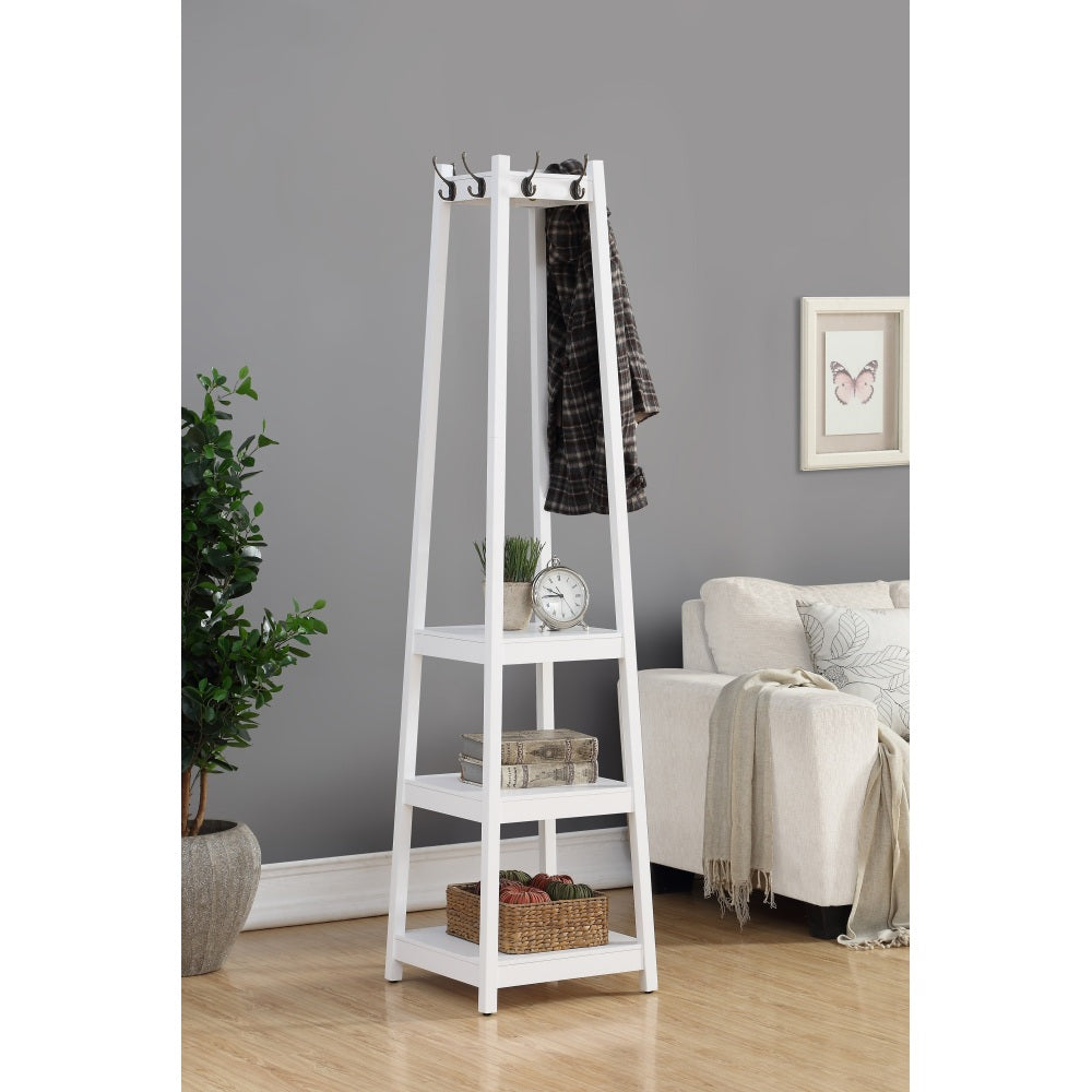 Vassen Coat Rack w/ 3-Tier Storage Shelves in Black Finish