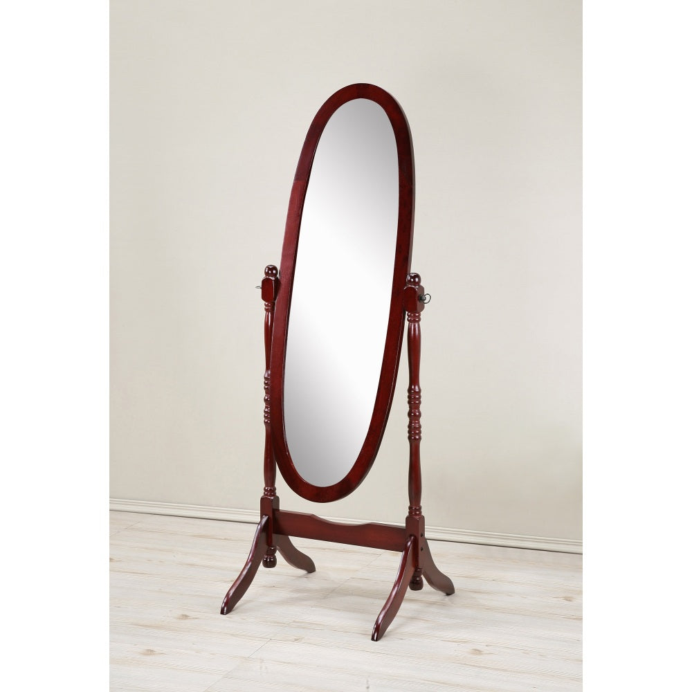 Traditional Queen Anna Style Wood Floor Cheval Mirror, Black Finish