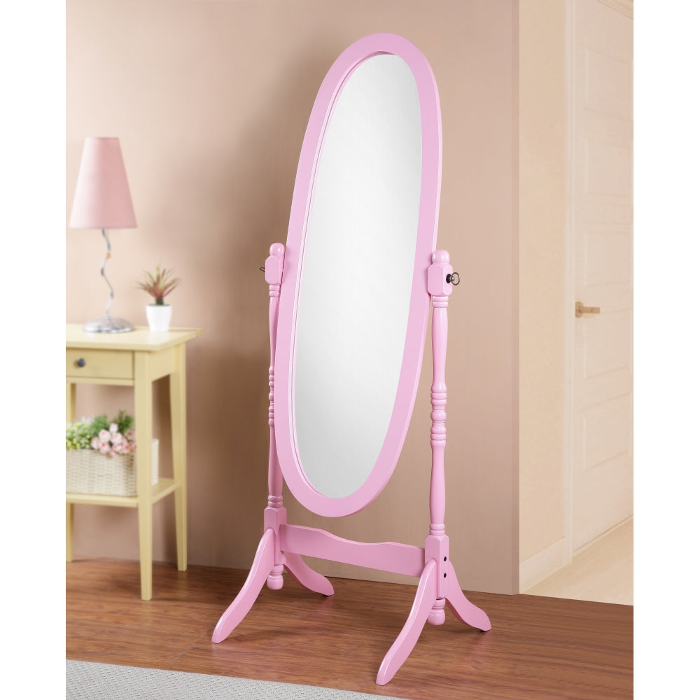 Traditional Queen Anna Style Wood Floor Cheval Mirror, Black Finish