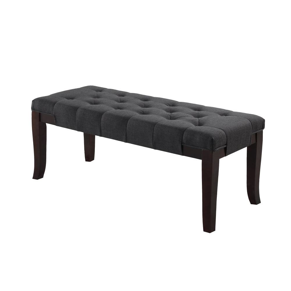 Linon Tufted Bench, Fabric, Gray