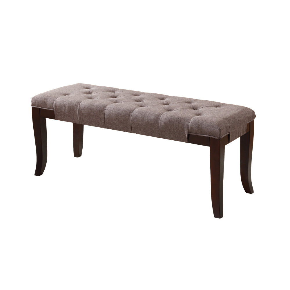 Linon Tufted Bench, Fabric, Brown