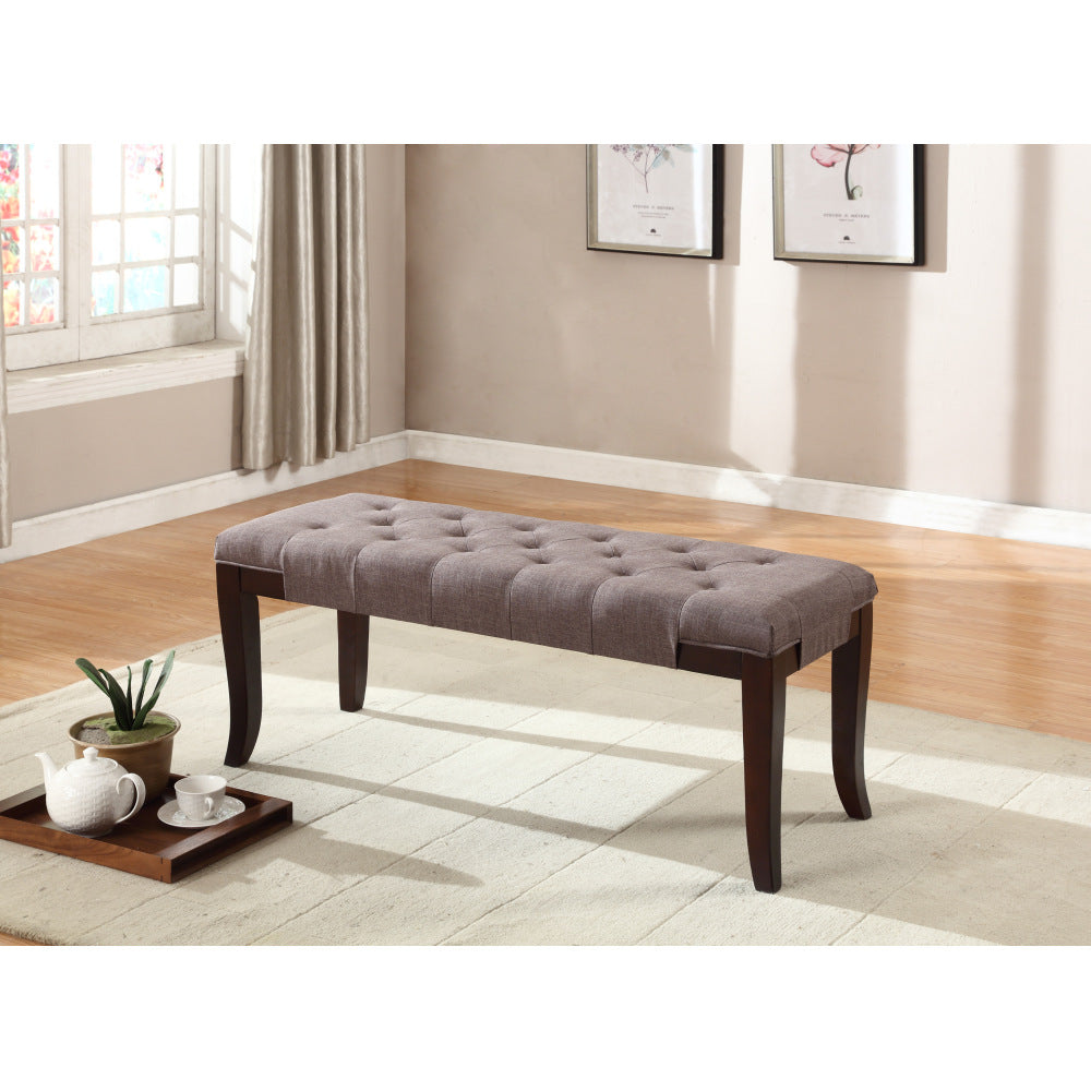 Linon Tufted Bench, Faux Leather, White