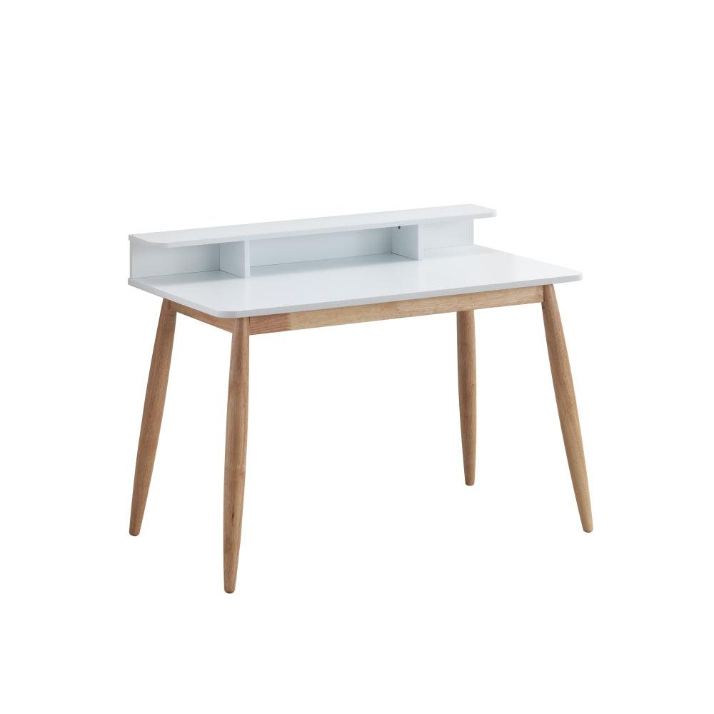 Roskilde Mid-Century Modern Wood Writing Desk with Hutch, White