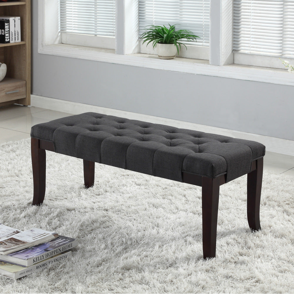 Linon Tufted Bench, Faux Leather, White