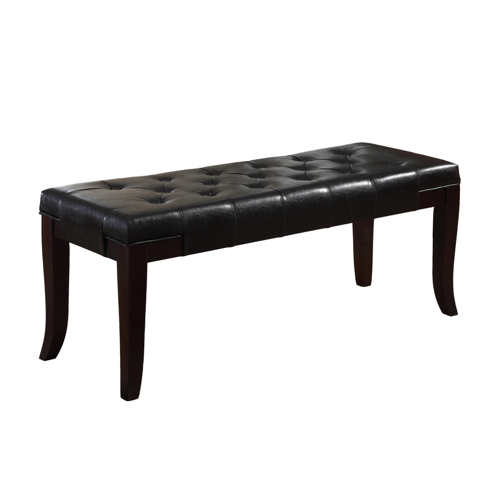 Linon Tufted Bench, Faux Leather, Espresso