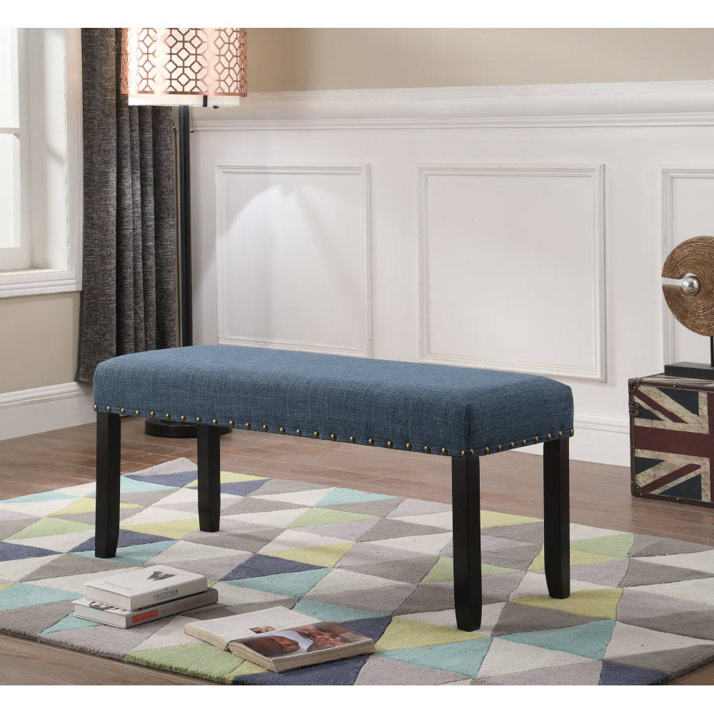 Biony Fabric Dining Bench with Nailhead Trim, Grey
