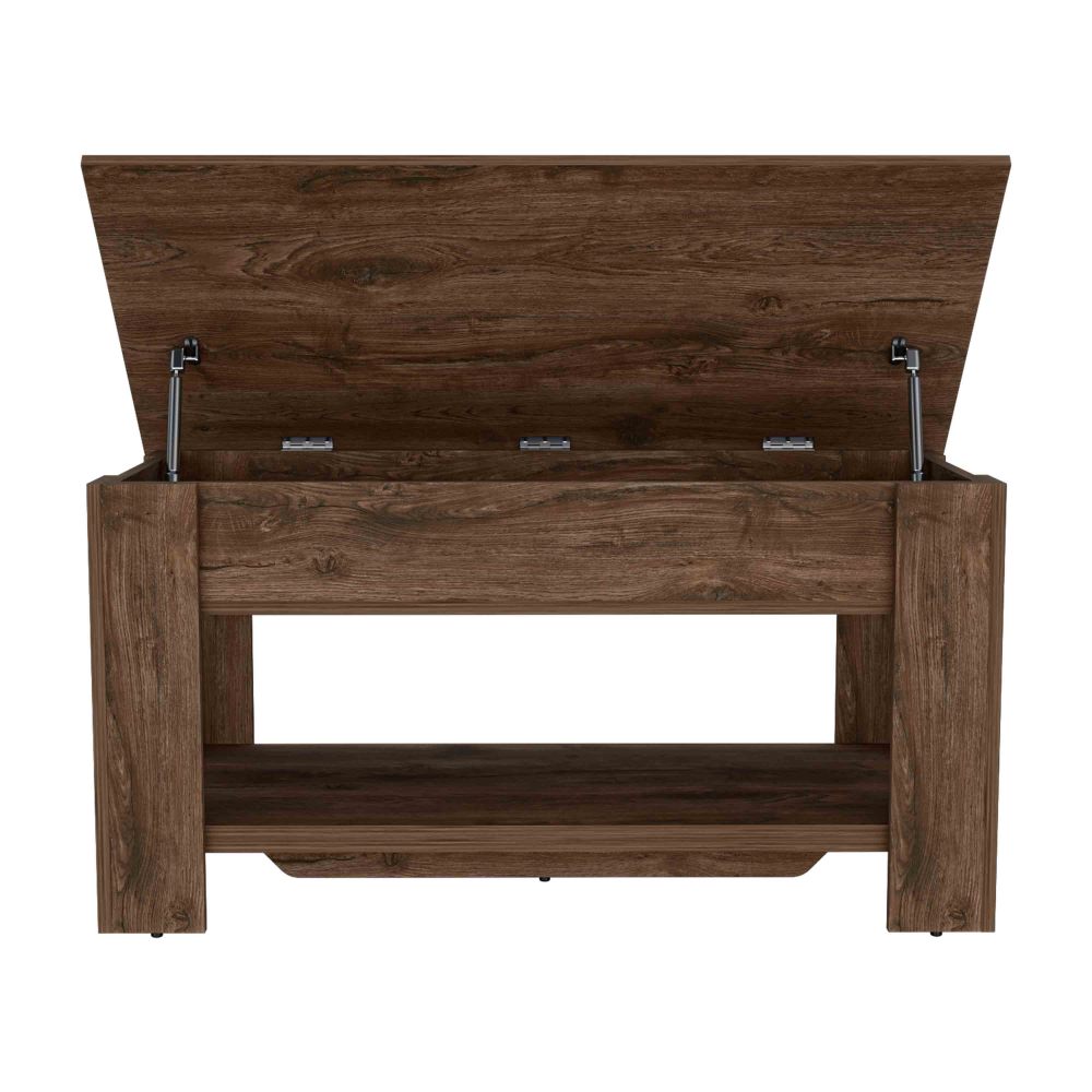 Storage Table, Four Legs, Lower Shelf, Dark Brown
