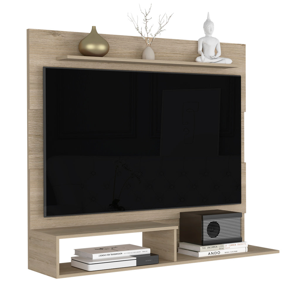 Floating Entertainment Center for TV´s up 55", Space For TV, One Superior Shelf, Two Shelves, Light Pine
