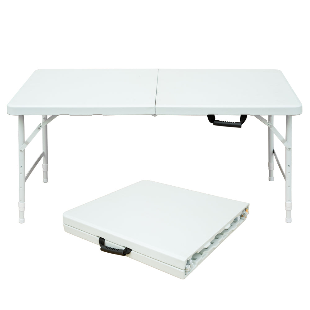 6ft Folding Table, Portable Plastic Table for Camping, Picnics, Parties, High Load Bearing Foldable Table White