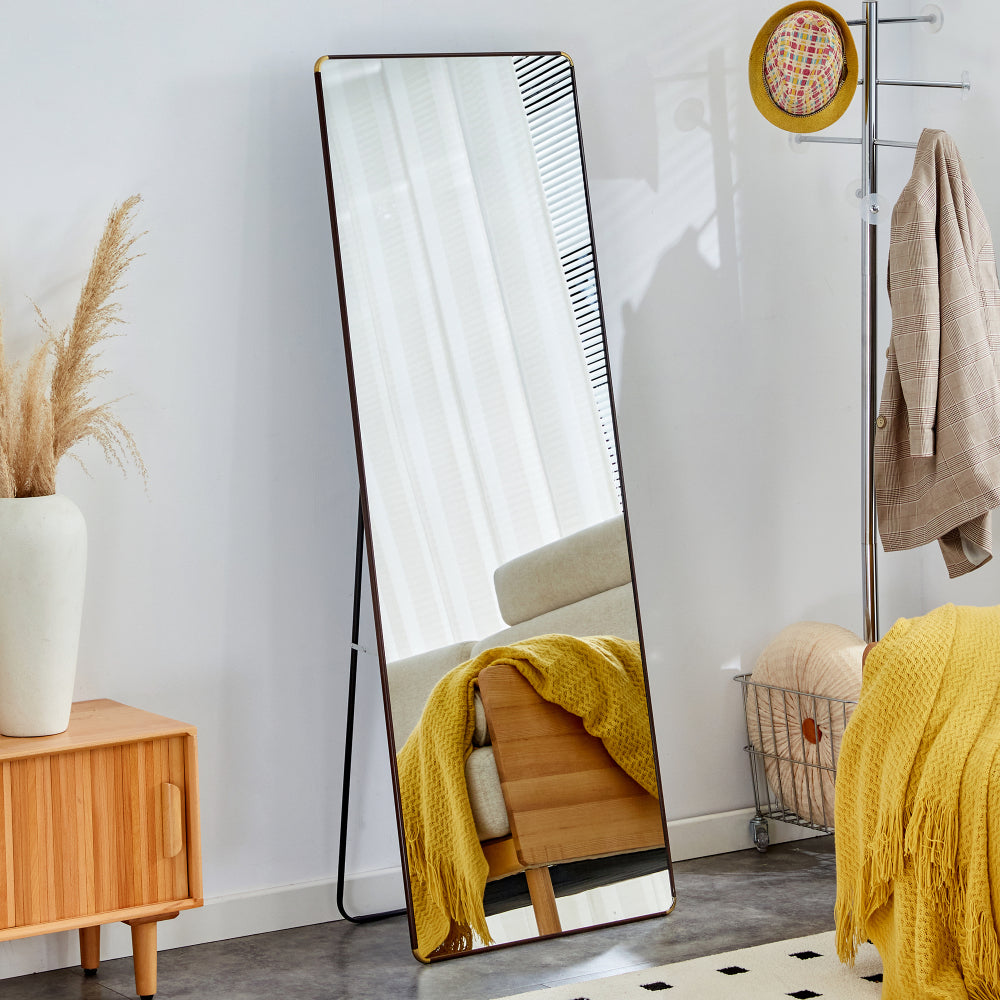 The 4rd generation aluminum alloy metal frame wall mounted full body mirror, bathroom makeup mirror, bedroom entrance, decorative mirror, quality upgrade, 59 "* 15.7"W1151125156