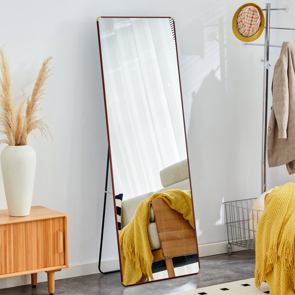 The 4rd generation aluminum alloy metal frame wall mounted full body mirror, bathroom makeup mirror, bedroom entrance, decorative mirror, quality upgrade, 59 "* 15.7"W1151125156