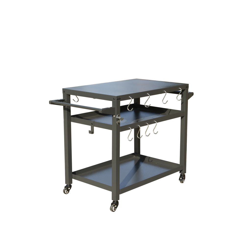 3-Shelf Outdoor Grill Table, Grill Cart with Wheels, Outdoor Pizza Oven Table and Food Prep Table, Blackstone Table with Propane Tank Hook, Grill Stand for Blackstone Griddle for Outside BBQ