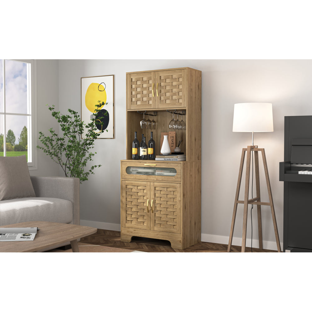 67'' Tall Pantry Buffet Cabinet Freestanding Hutch Cupboard for Home, Kitchen,Tall Freestanding Liquor Cabinet Bar for Kitchen, Dining Room