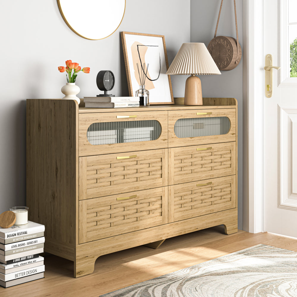 Wood 4 Drawer Dresser for Bedroom, Large Double Dresser with Wide Drawers, Modern Chest of Drawers,Storage Organizer Dresser,Nursery Dresser,for Living Room, Hallway, Bedroom, Kids Bedroom