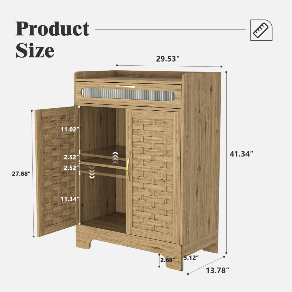 Coffee Bar Cabinet, Modern Farmhouse Buffet Sideboard
with Drawer and Adjustable Shelf, Barn Door Storage Cabinet for Kitchen, Dining Room, Bathroom, Entryway