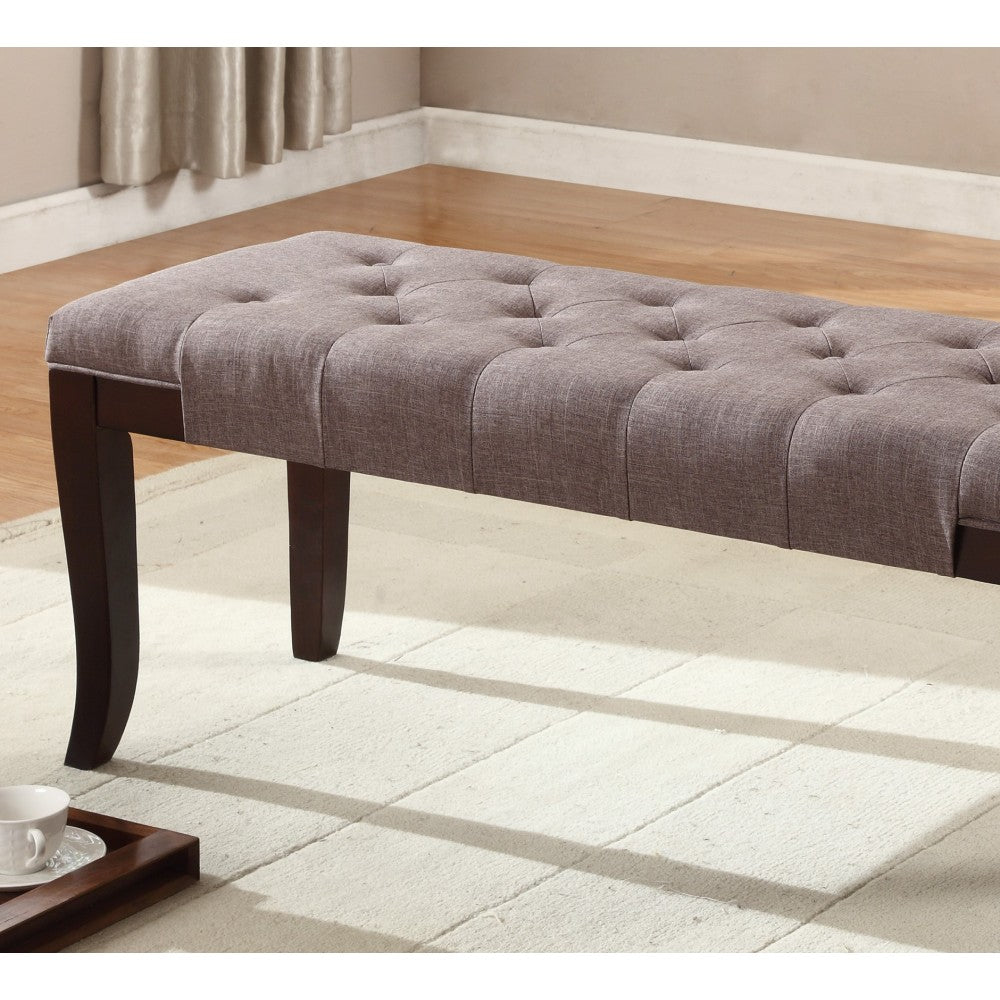 Linon Tufted Bench, Fabric, Brown