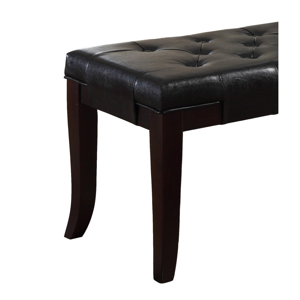 Linon Tufted Bench, Faux Leather, Espresso