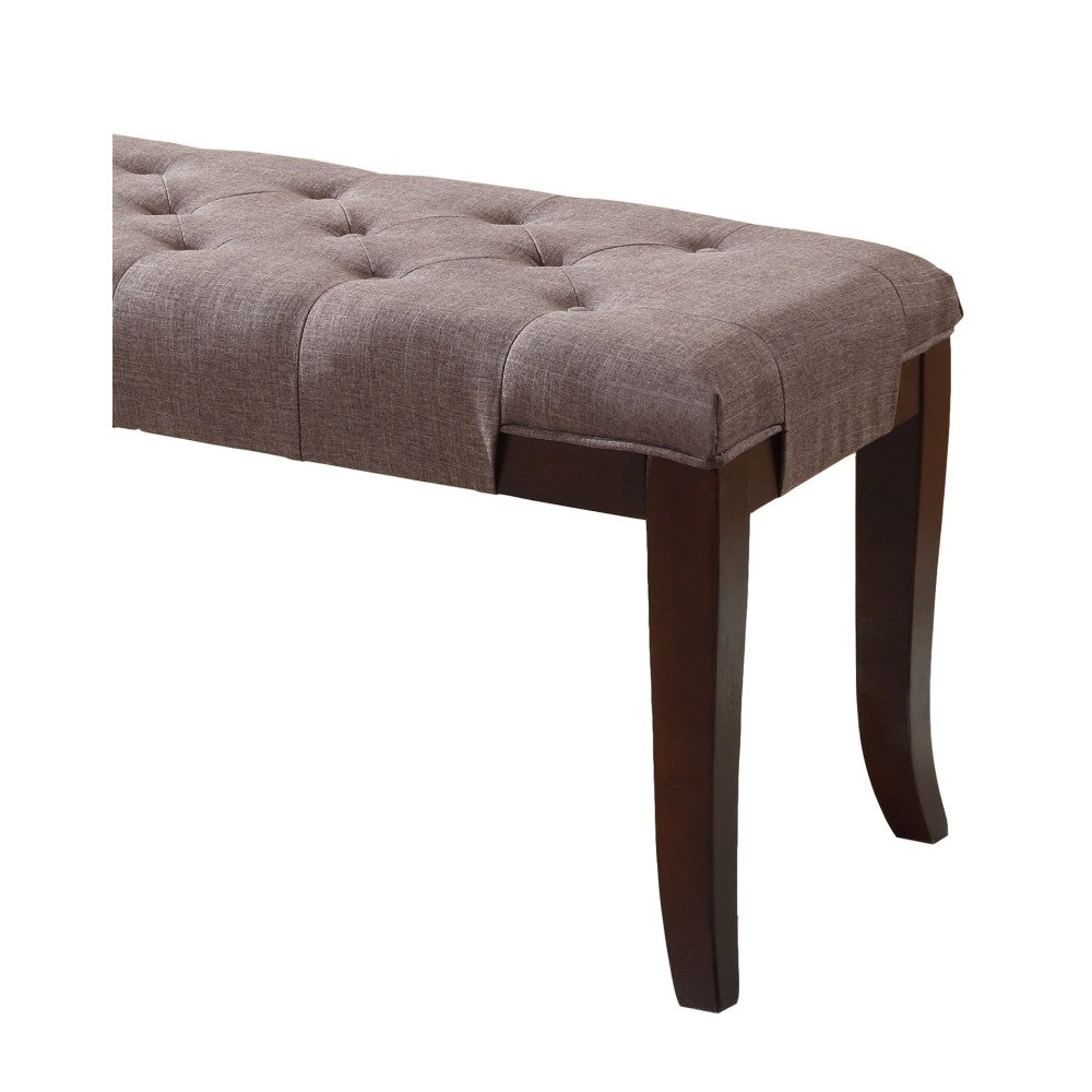 Linon Tufted Bench, Fabric, Brown