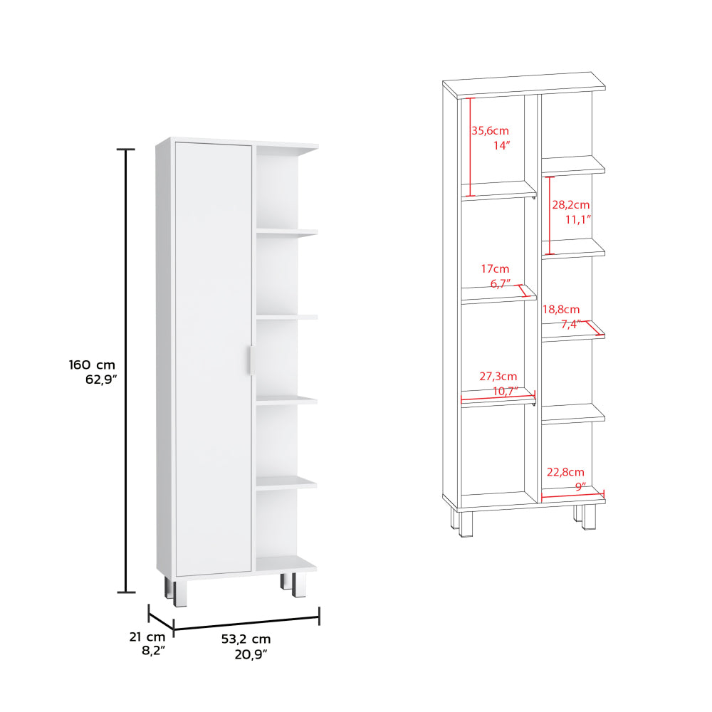 Crovie Linen 63-inch High Bathroom Cabinet Storage Cabinet with Four Open Shelves