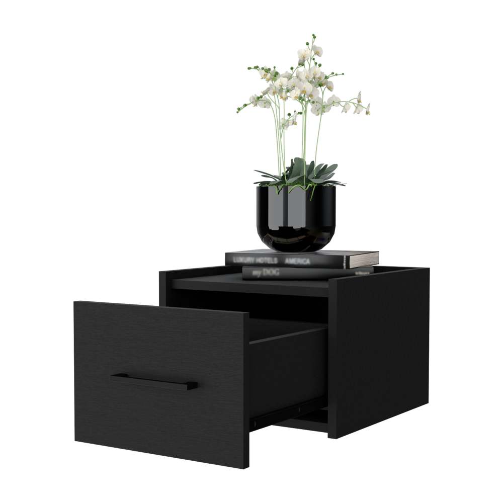 Black Wall-Mounted Floating Nightstand