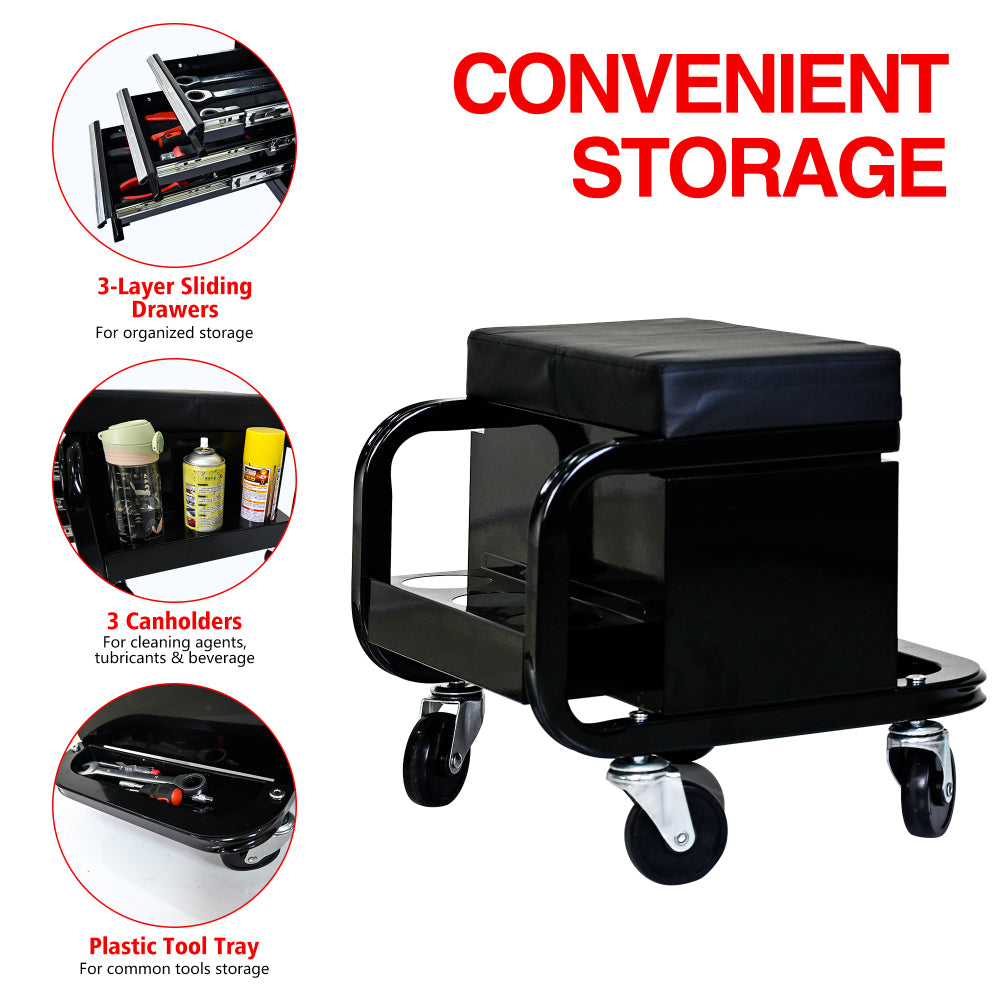 Heavy Duty Workshop Bench - Rolling Bench For Garages And Workshops With 360 Degree Swivel Wheels - Ideal Mechanical Bench or Workshop Bench