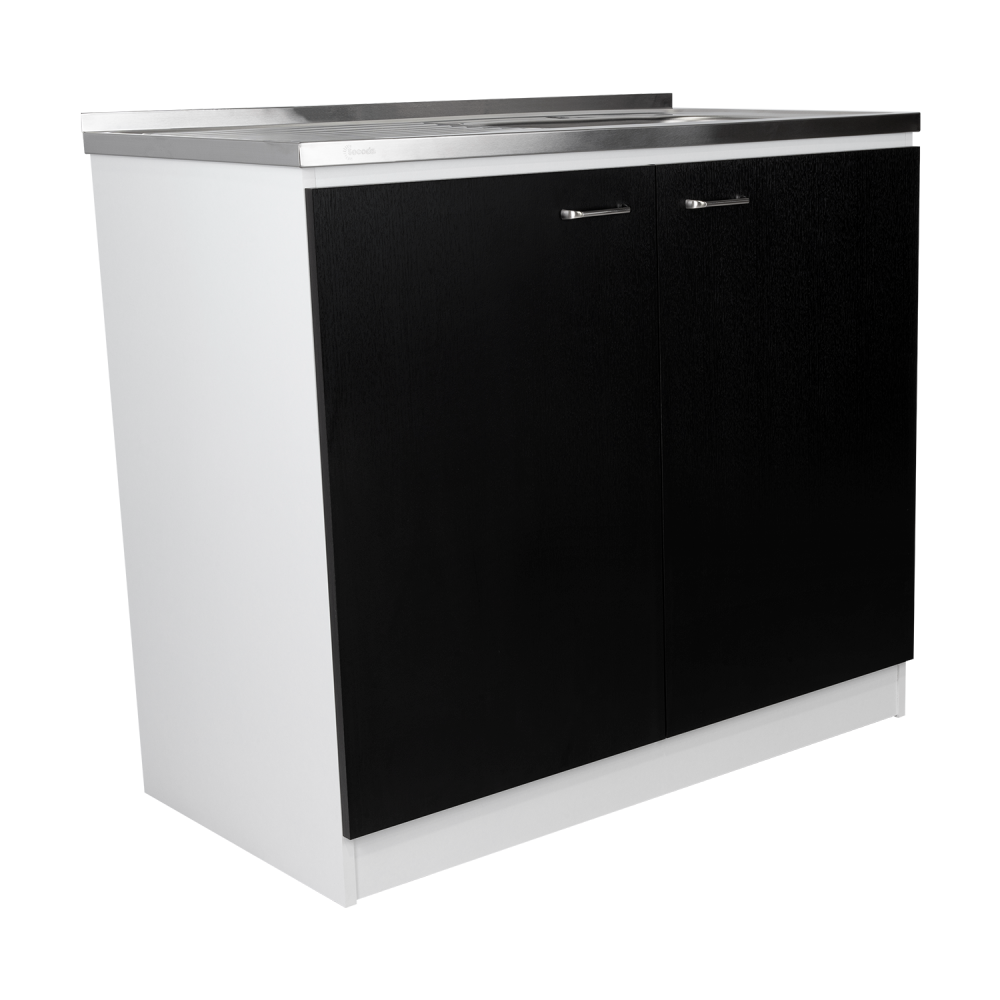 Napoles Utility Sink With Cabinet, Double Door, One Shelf -White / Black