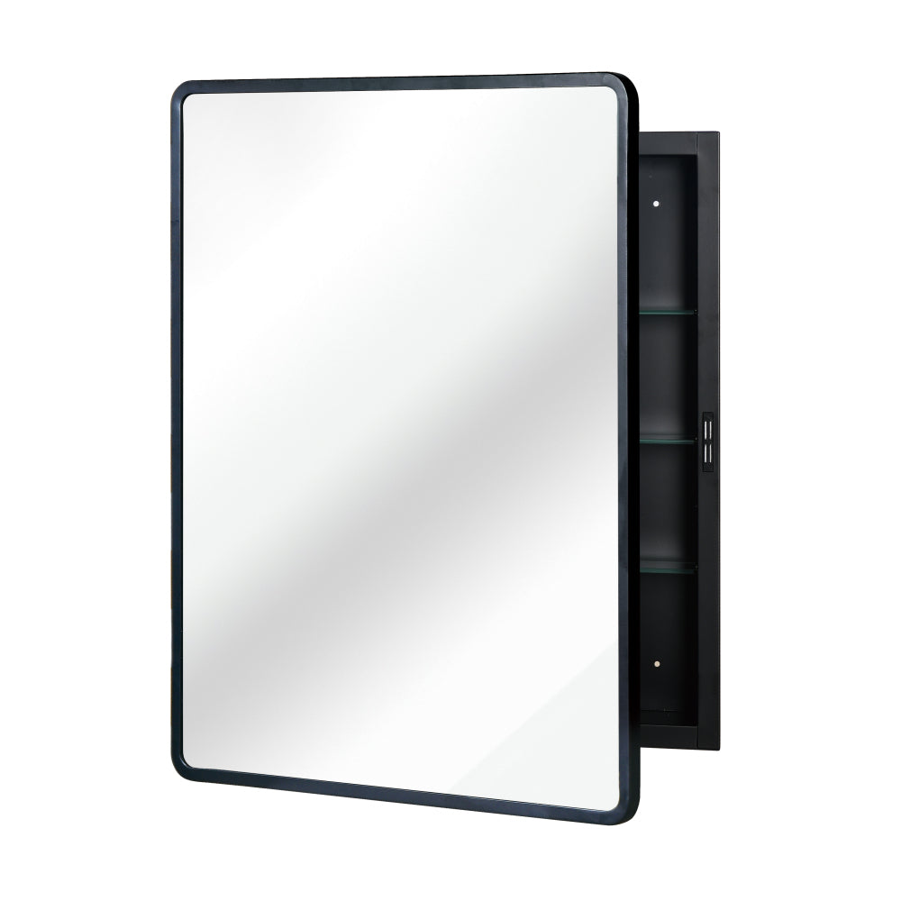 Black 16x24 inch Metal Framed Wall mount or Recessed Mirror Cabinet