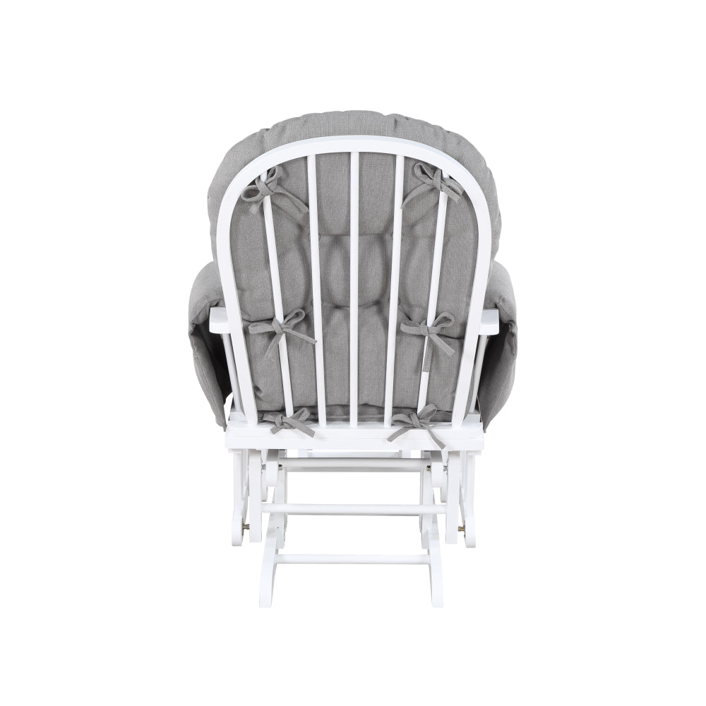 Mason Glider and Ottoman White Wood and Oyster Fabric