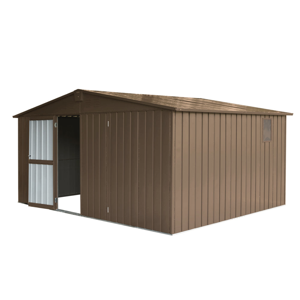 Backyard Storage Shed 11' x 12.5' with Galvanized Steel Frame & Windows, Outdoor Garden Shed Metal Utility Tool Storage Room with Lockable Door for Patio(Dark Gray)