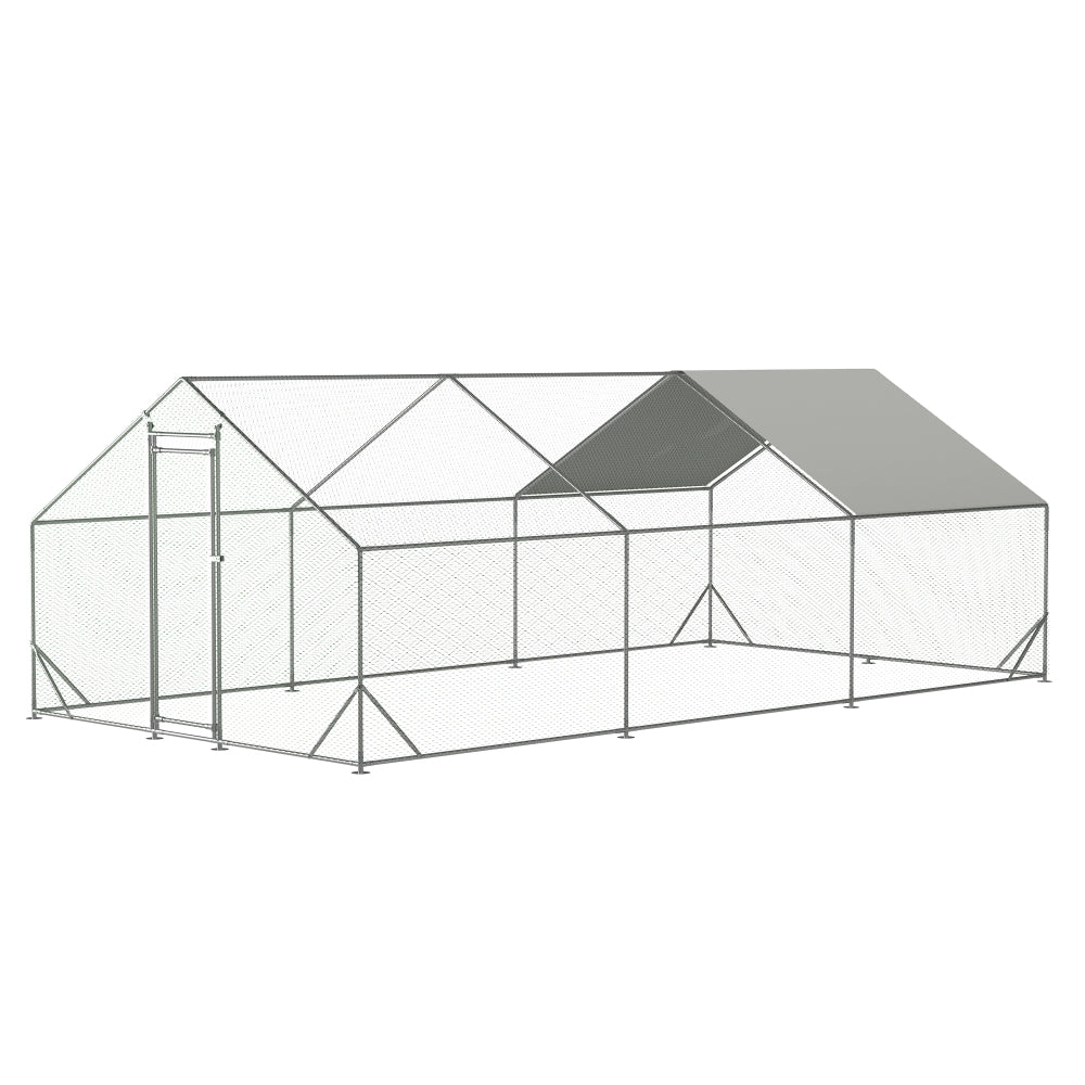 Large Metal Chicken Coop, Walk-in Chicken Run,Galvanized Wire Poultry Chicken Hen Pen Cage, Rabbits Duck Cages with Waterproof and Anti-Ultraviolet Cover for Outside(10' L x 13 W x 6.56' H)