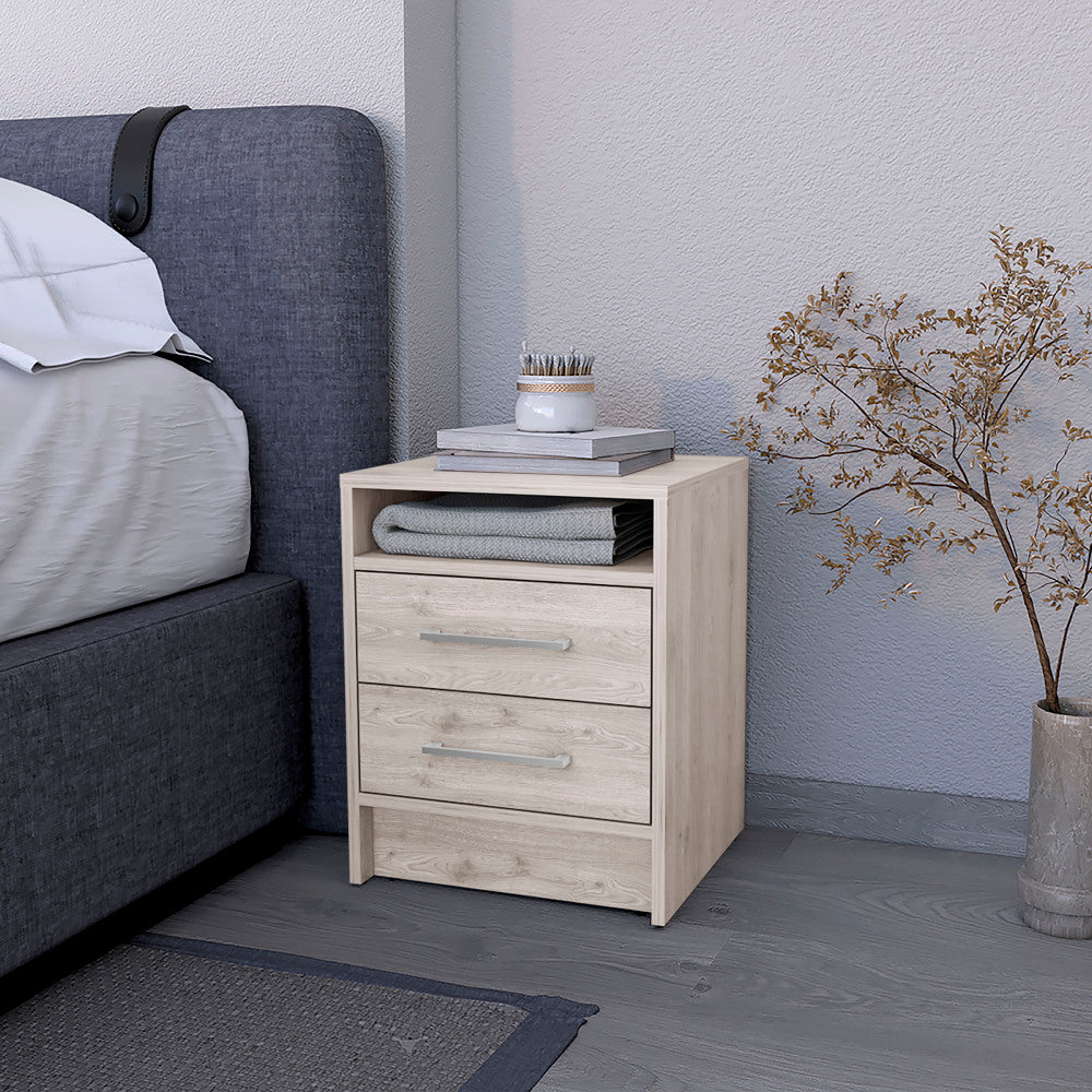 Philadelphia Nightstand, Two Drawers, Concealed Shelf