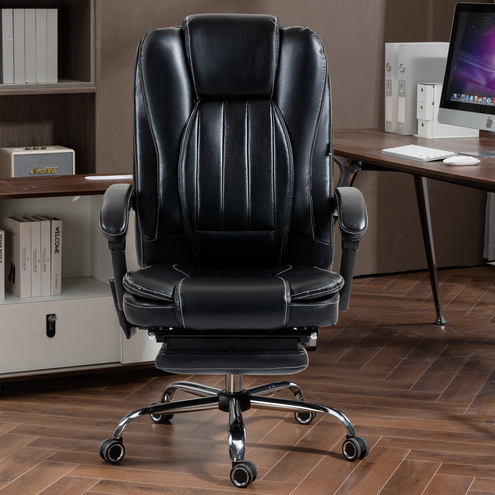 Massage Office Chair with Heat, Footrest, Black