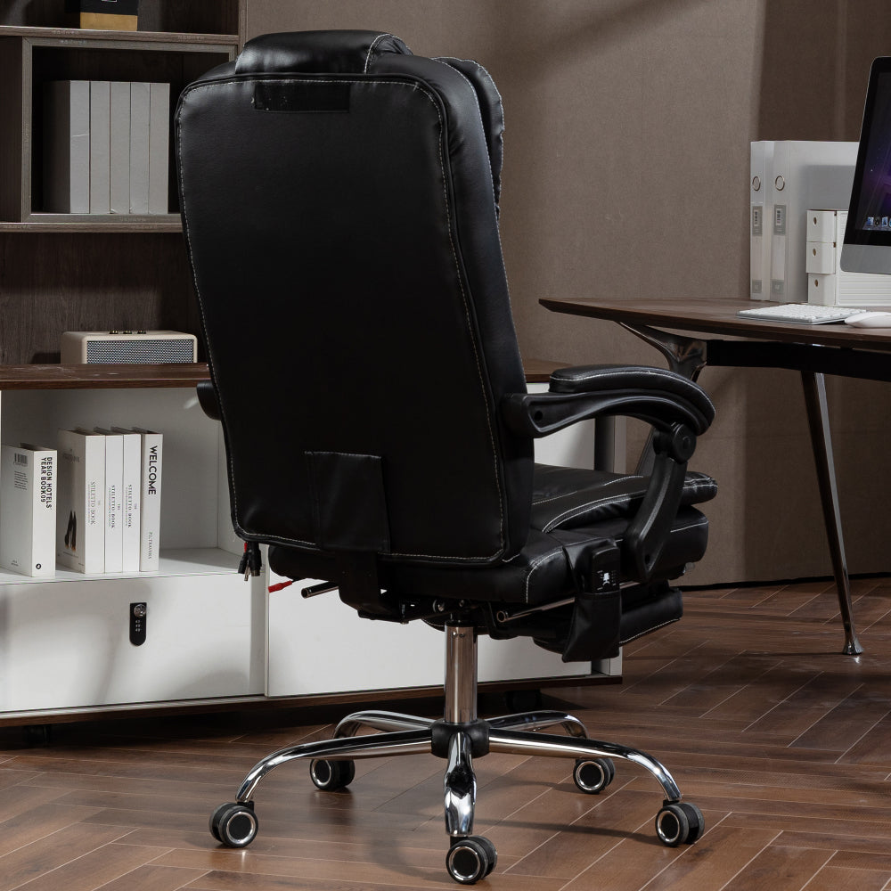 Massage Office Chair with Heat, Footrest, Black