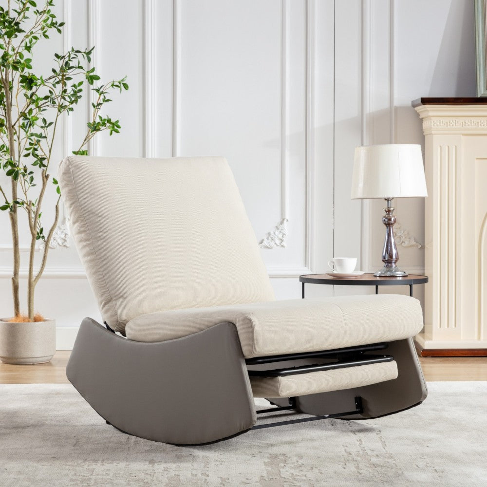 Modern Rocking Chair Recliner, Comfy Rocker Nursery Chair with Footrest, Accent Reading Chair, Upholstered Lounge Chair for Relaxing, Resting,Soft Padded Rocker for Indoor Living Room Bedroom,Orange